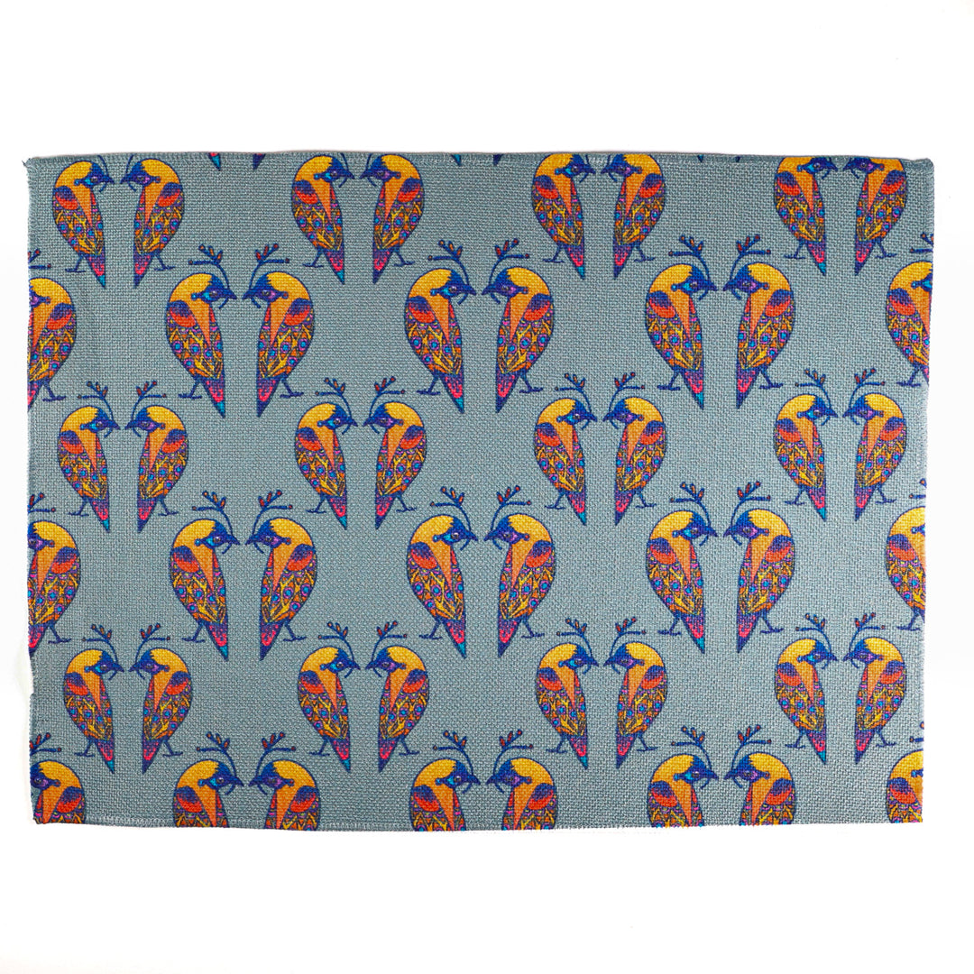 SALE SECONDS - Set of 3x Multi-coloured Lovebirds Fabric Placemats