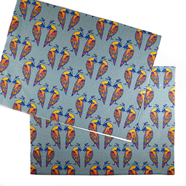 SALE SECONDS - Set of 3x Multi-coloured Lovebirds Fabric Placemats