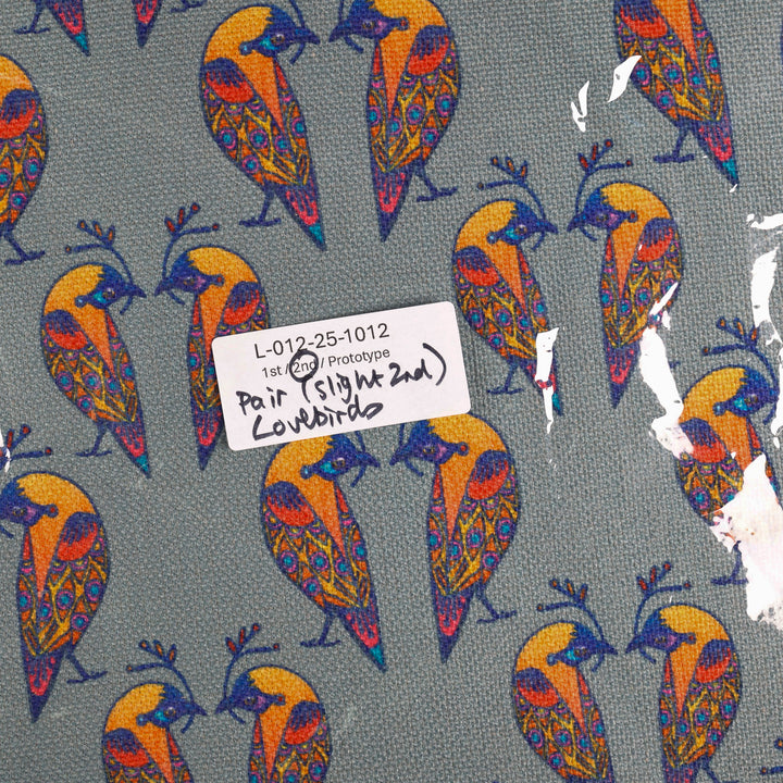 SALE SECONDS - Set of 3x Multi-coloured Lovebirds Fabric Placemats