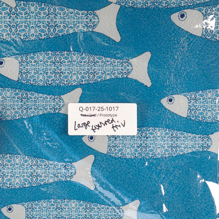 SALE - Large Rectangular Sky Blue Ocean Shoal - Chopping Board (textured)