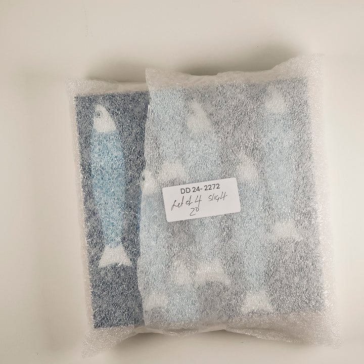 SALE SECONDS : 4 x 20cm tiles -Teal Ocean Shoal (border design) Set 1