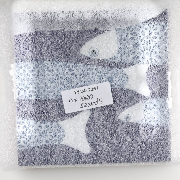SALE SECONDS : 4 x 20cm tiles - Navy Blue Ocean Shoal (border design)