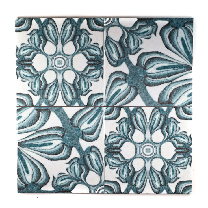 SALE SET : 6 x 20cm tiles - Hedera - Mixed Floral - Vintage design