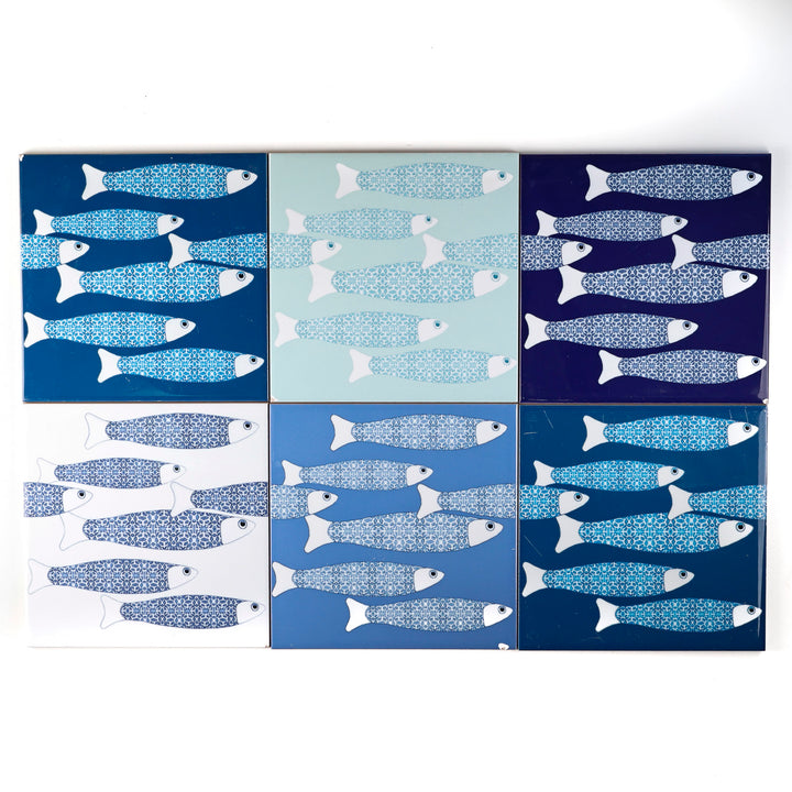 SALE SECONDS : Set of 6 x 15.2cm Mixed Ocean Shoal border tiles
