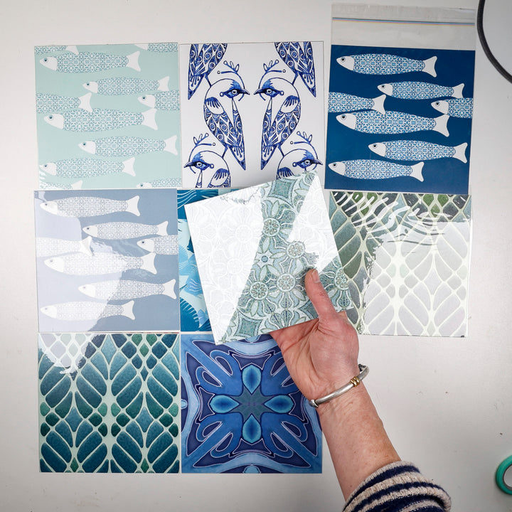 SALE Set of 9 tile decals - Prototypes