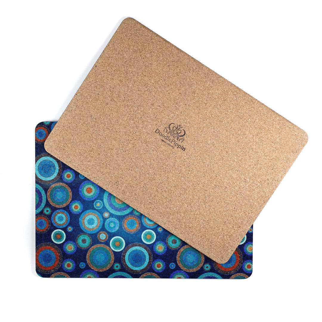 SALE SECONDS - 2x Cork Placemats - spotty starry night design