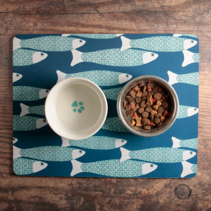 SALE | Ocean Shoal Pet Food Mat - Rich Blue