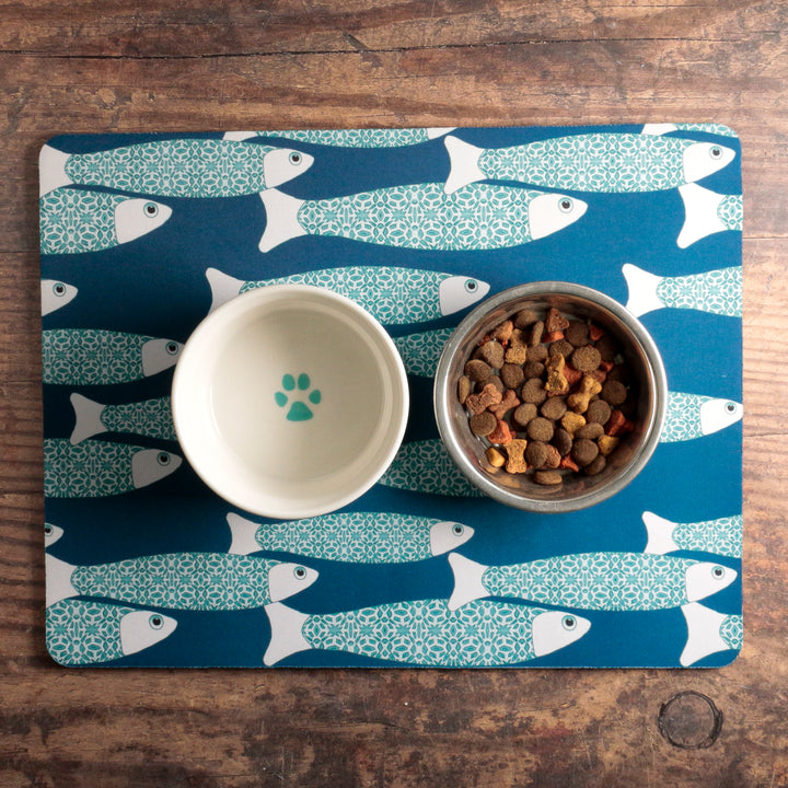 SALE | Ocean Shoal Pet Food Mat - Rich Blue