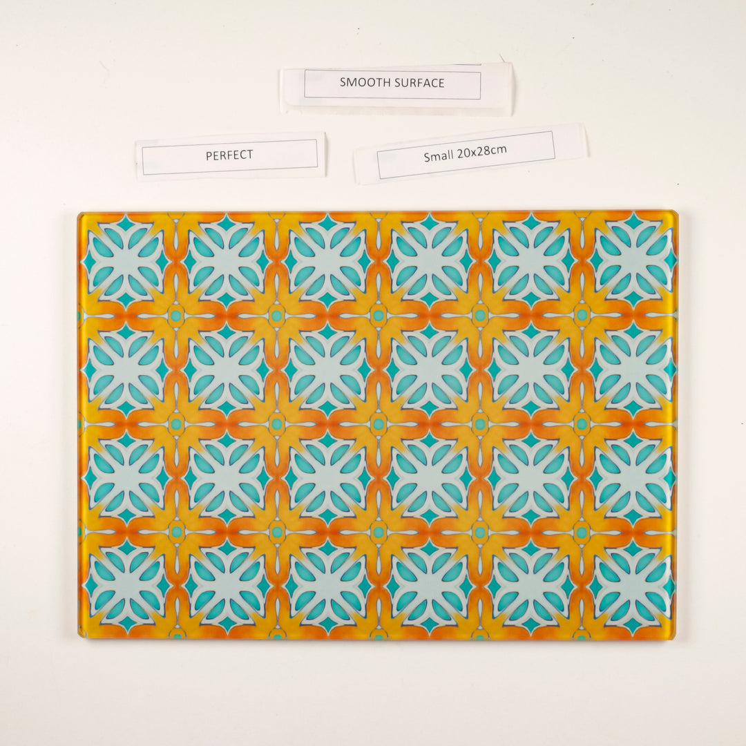 SALE - Small, Smooth Orange Blue Alhambra Chopping Board (20 x 28cm)