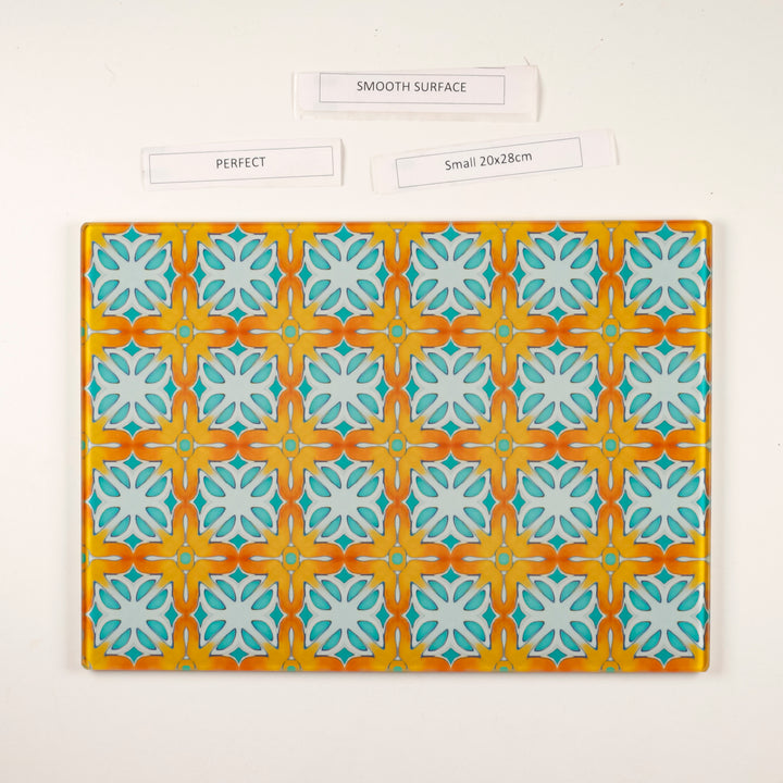 SALE - Small, Smooth Orange Blue Alhambra Chopping Board (20 x 28cm)
