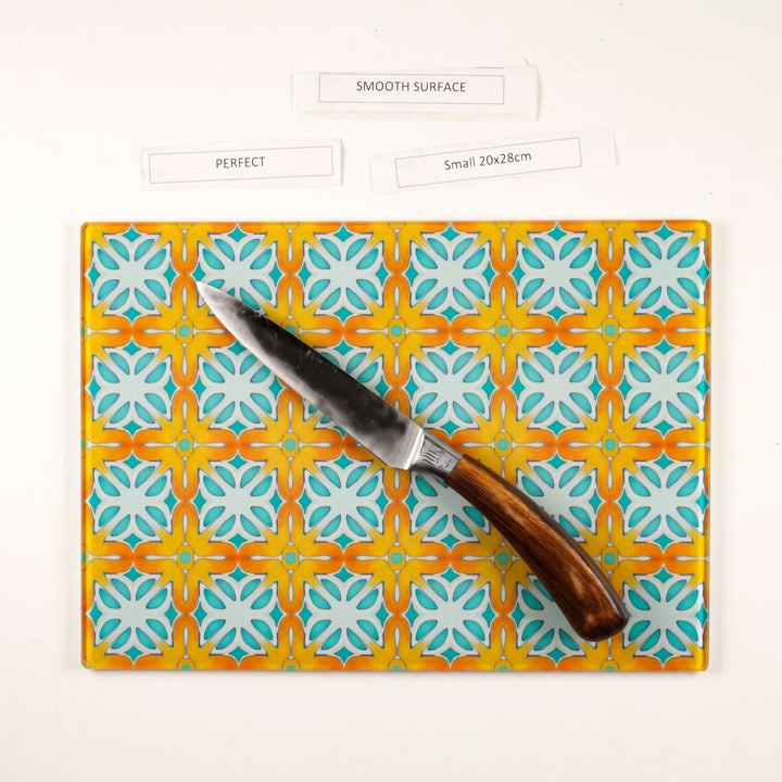 SALE - Small, Smooth Orange Blue Alhambra Chopping Board (20 x 28cm)