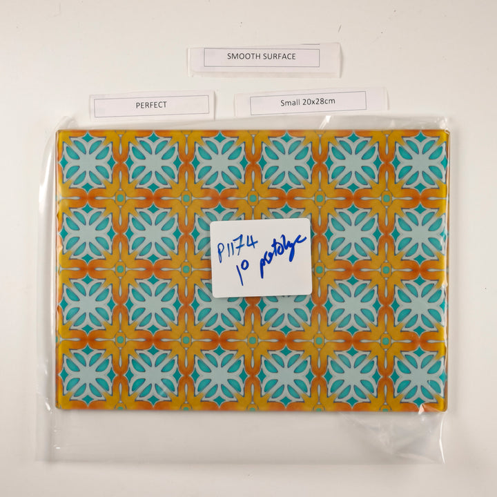 SALE - Small, Smooth Orange Blue Alhambra Chopping Board (20 x 28cm)