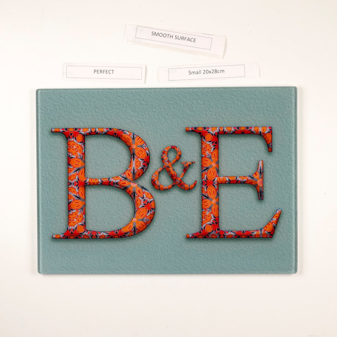 SALE - Personalised Worktop Protector with B and E initials (20 x 28cm)