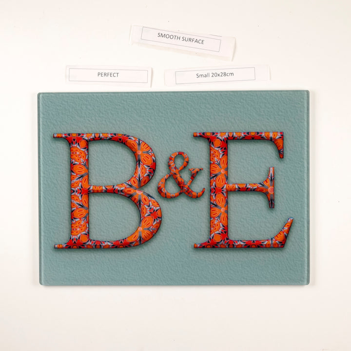 SALE - Personalised Worktop Protector with B and E initials (20 x 28cm)