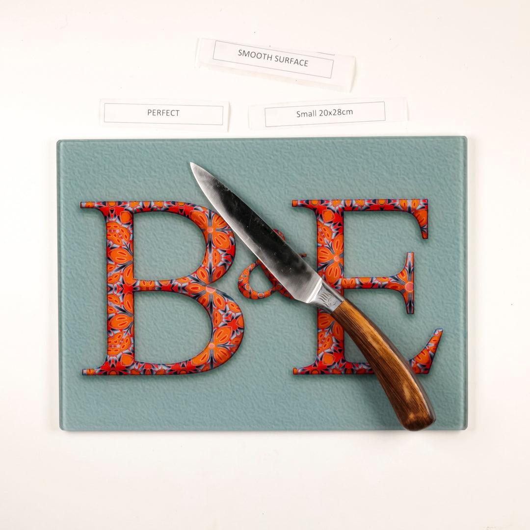 SALE - Personalised Worktop Protector with B and E initials (20 x 28cm)