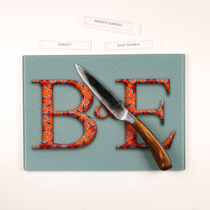 SALE - Personalised Worktop Protector with B and E initials (20 x 28cm)