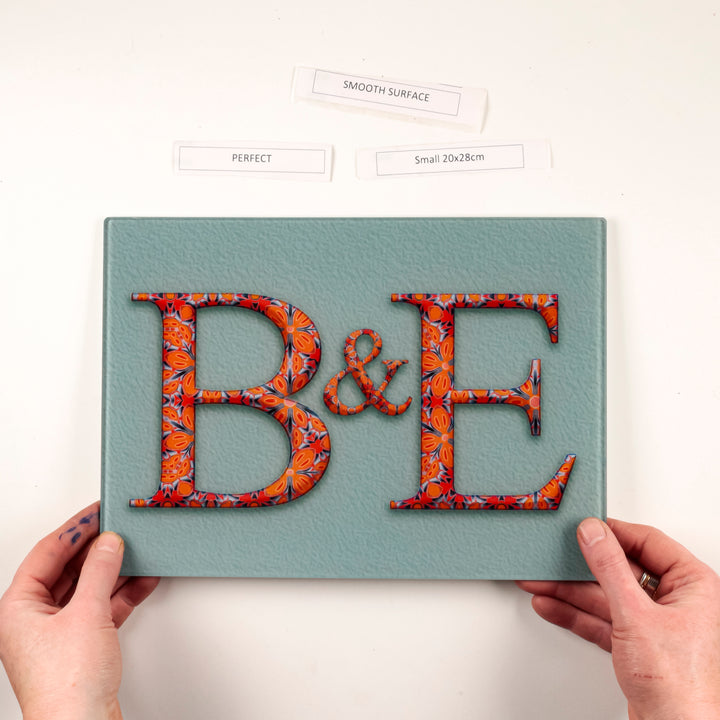 SALE - Personalised Worktop Protector with B and E initials (20 x 28cm)