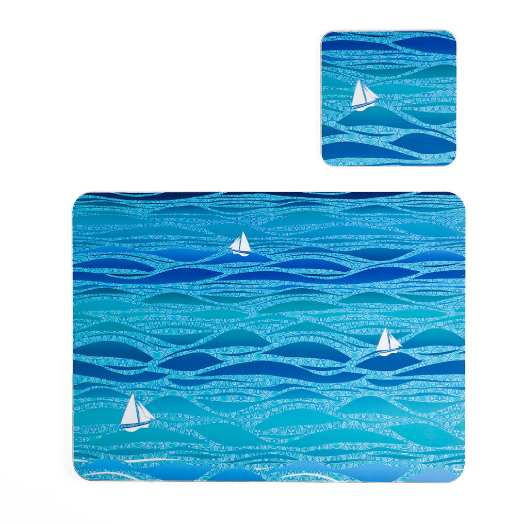 Caribbean Sailing Placemat - Blue Boats