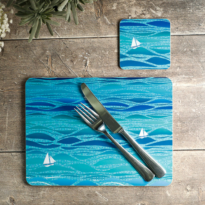 Caribbean Sailing Placemat - Blue Boats