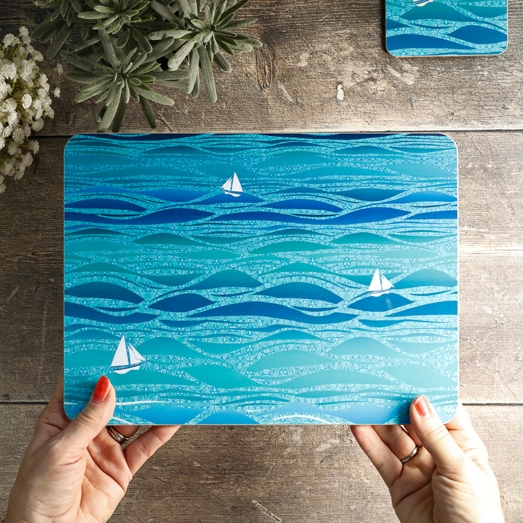 Caribbean Sailing Placemat - Blue Boats
