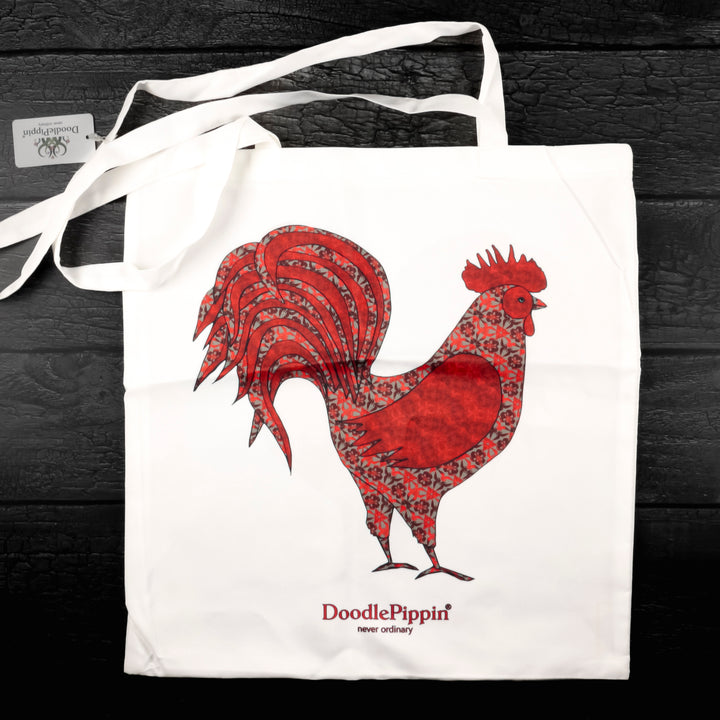 SALE Red Cockerel Shopping Bag - Lightweight foldaway tote