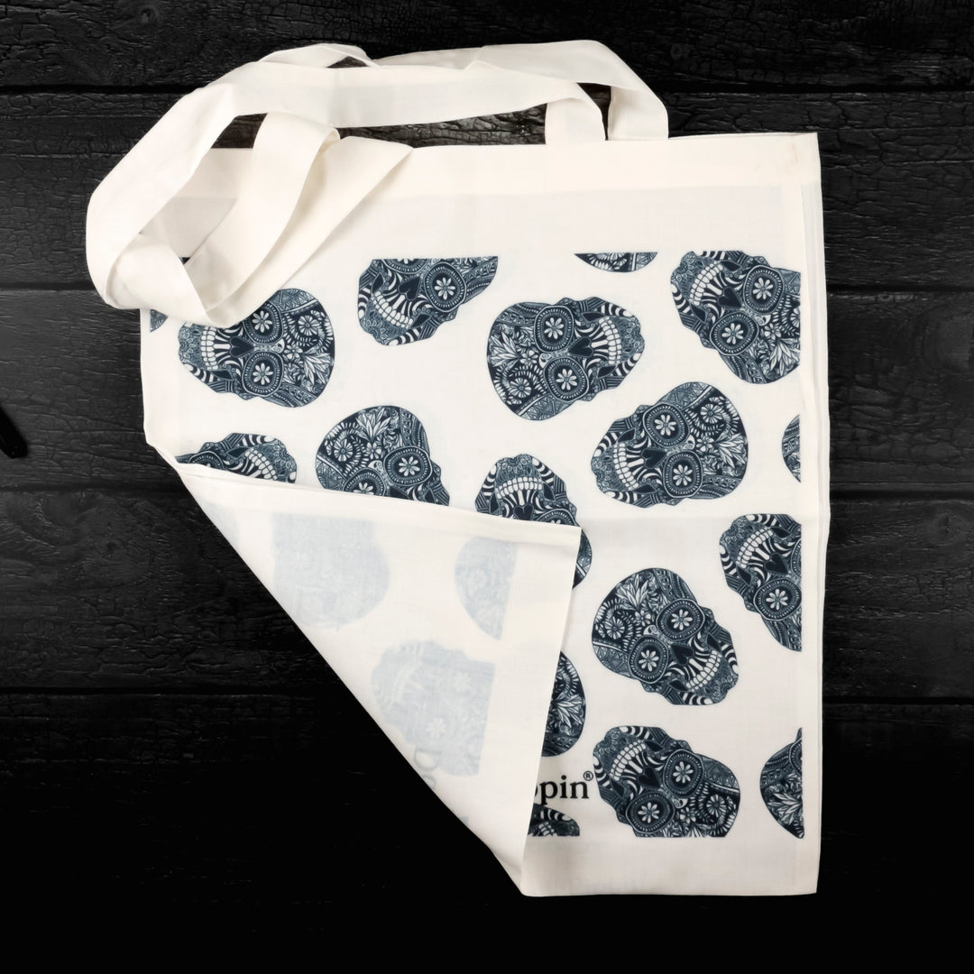 SALE Black Skulls Shopping Bag - Lightweight foldaway tote