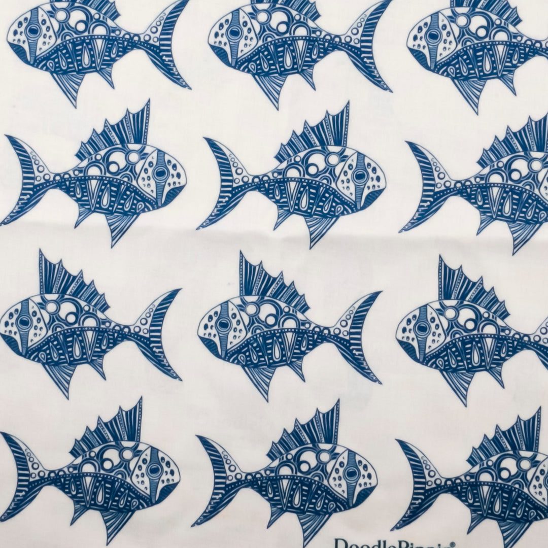 SALE Ink Blue Spiky Fish Shopping Bag - Lightweight foldaway tote