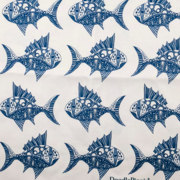 SALE Ink Blue Spiky Fish Shopping Bag - Lightweight foldaway tote