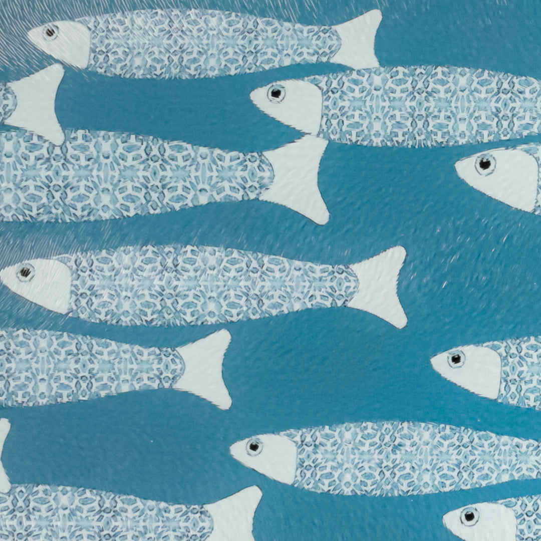 Teal/Blue Ocean Shoal Worktop Saver/Chopping Board