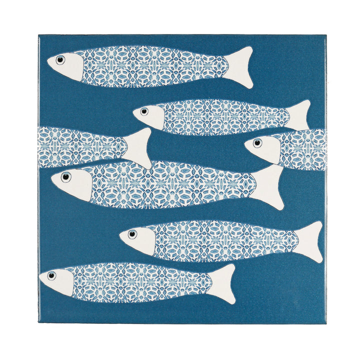 Ocean Shoal tile - Teal - BORDER -  FIRED INK Version