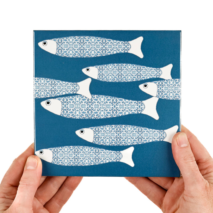 Ocean Shoal tile - Teal - BORDER -  FIRED INK Version