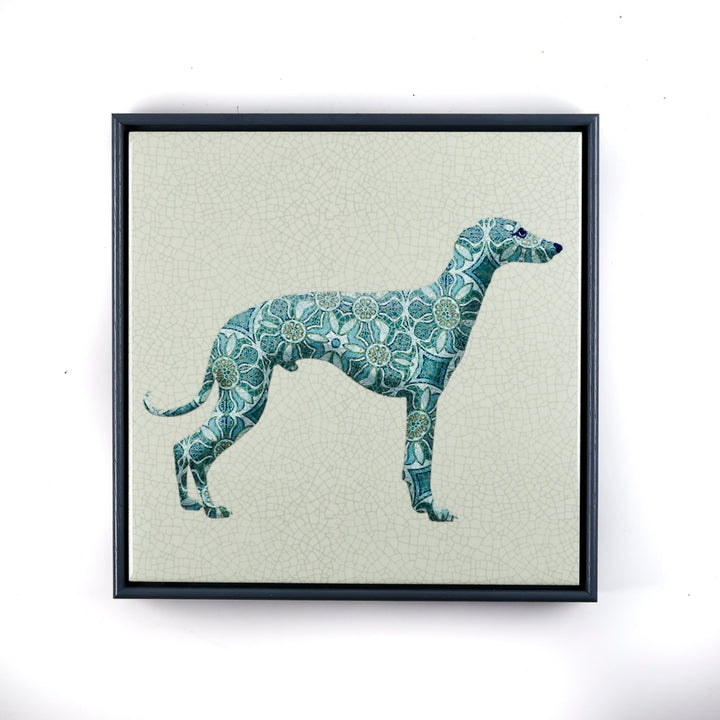 SALE - Greyhound tile frame picture - Pomegranate