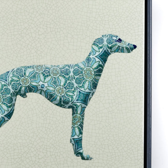 SALE - Greyhound tile frame picture - Pomegranate