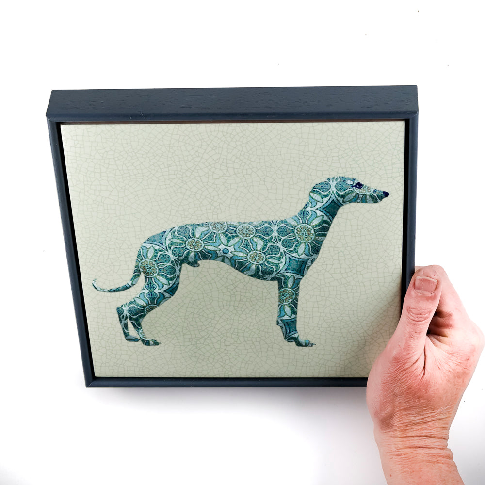 SALE - Greyhound tile frame picture - Pomegranate