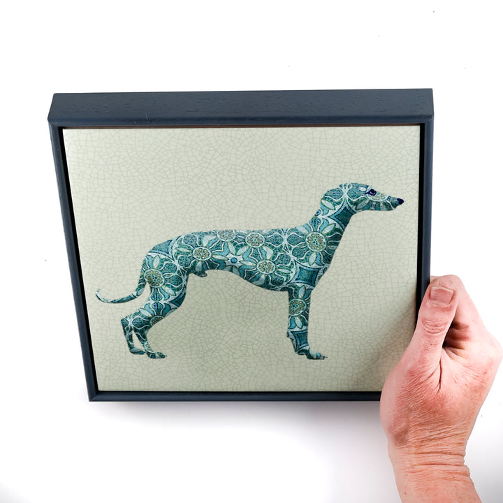 SALE - Greyhound tile frame picture - Pomegranate