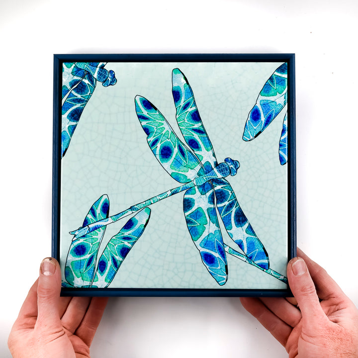 SALE - Dragonfly tile frame picture