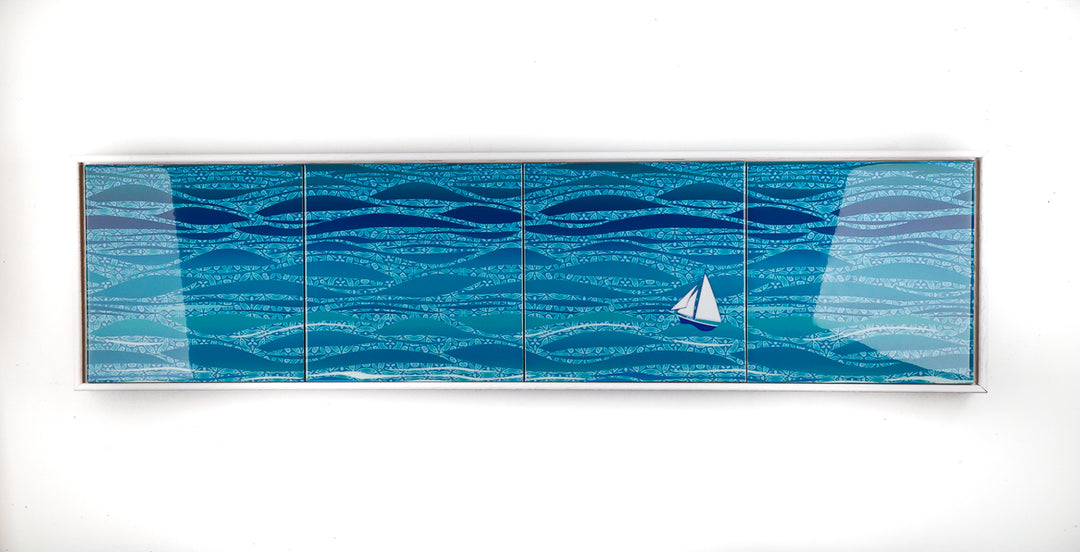 SALE Caribbean Sailing Tile frame - four tiles version