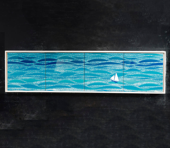 SALE Caribbean Sailing Tile frame - four tiles version