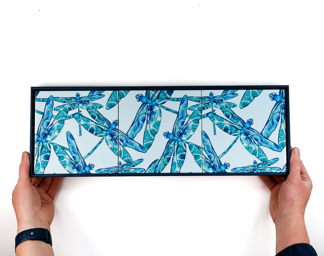 SALE Dragonfly Tile frame - three tiles version