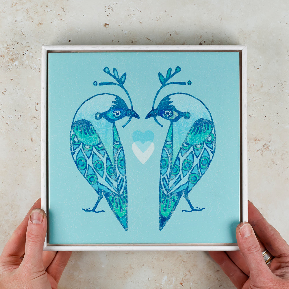 SALE - Lovebirds Tile frame picture
