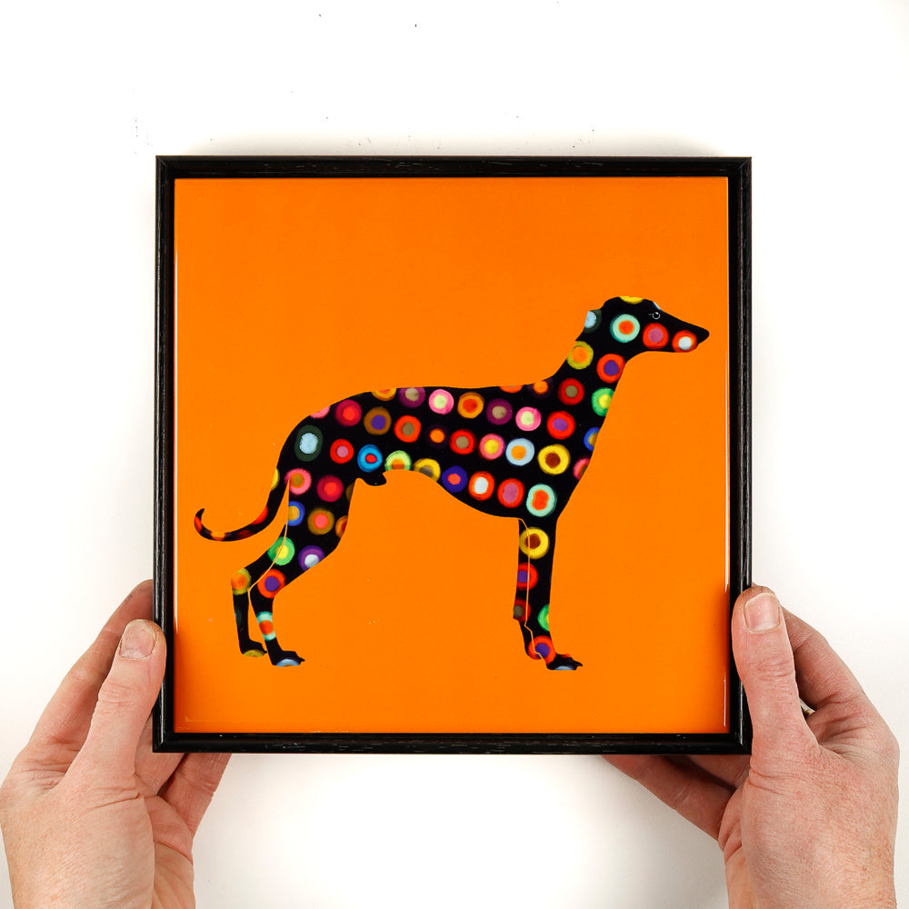 SALE - Greyhound tile frame picture - Spotty