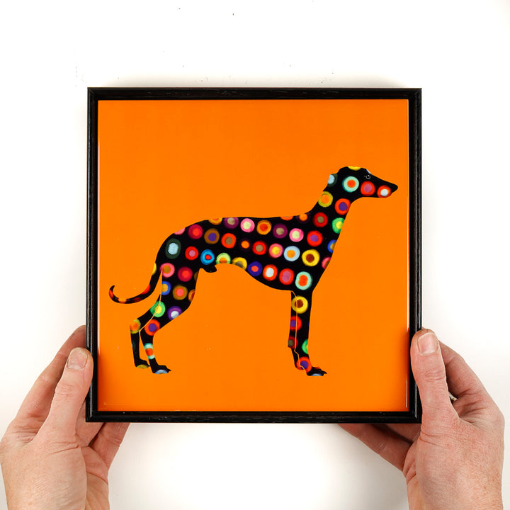 SALE - Greyhound tile frame picture - Spotty
