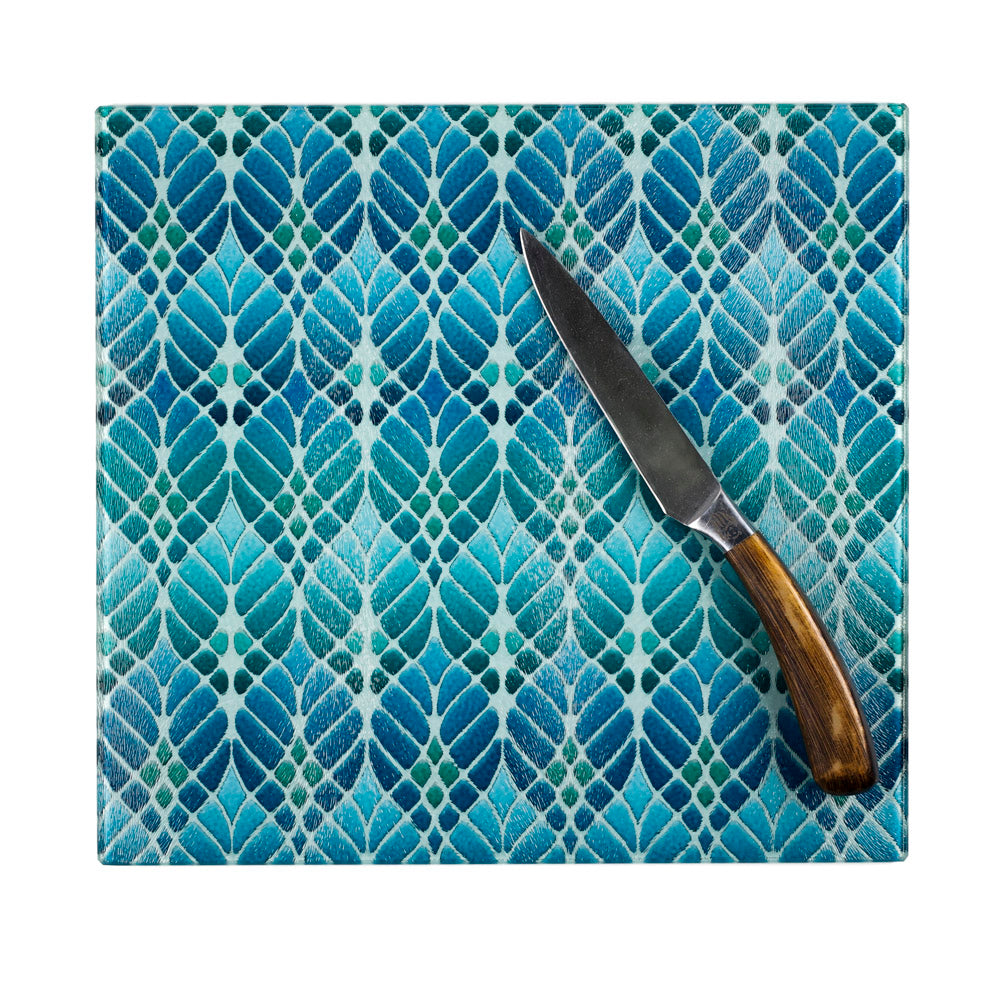 Interwoven Trees Worktop Protector - Blue / Turquoise