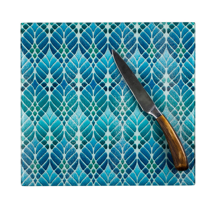 Interwoven Trees Worktop Protector - Blue / Turquoise