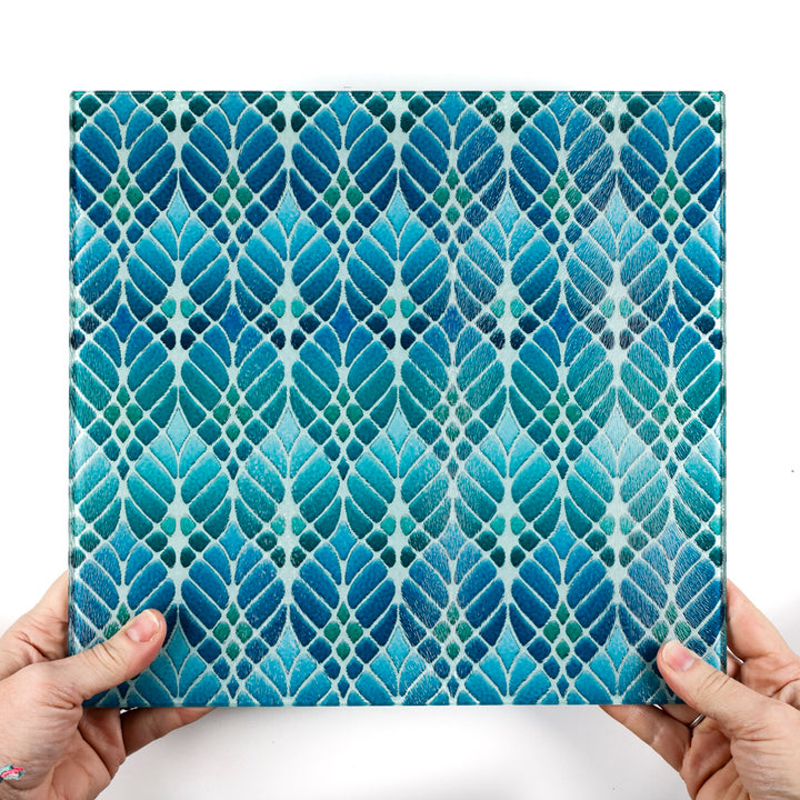 Interwoven Trees Worktop Protector - Blue / Turquoise