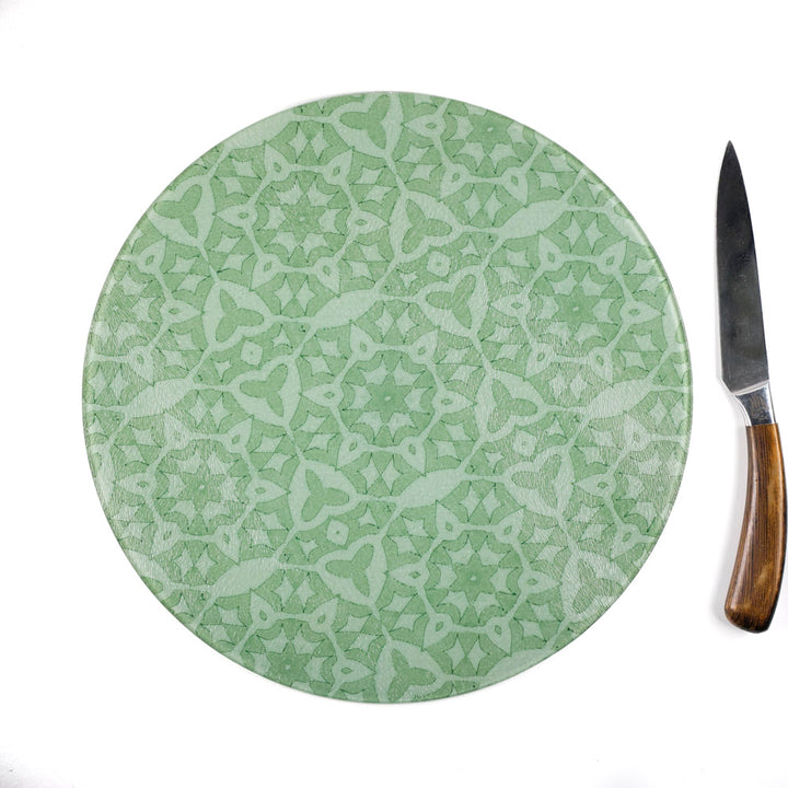 SALE - Green Stonework - Large Circular Chopping Board (30cm)
