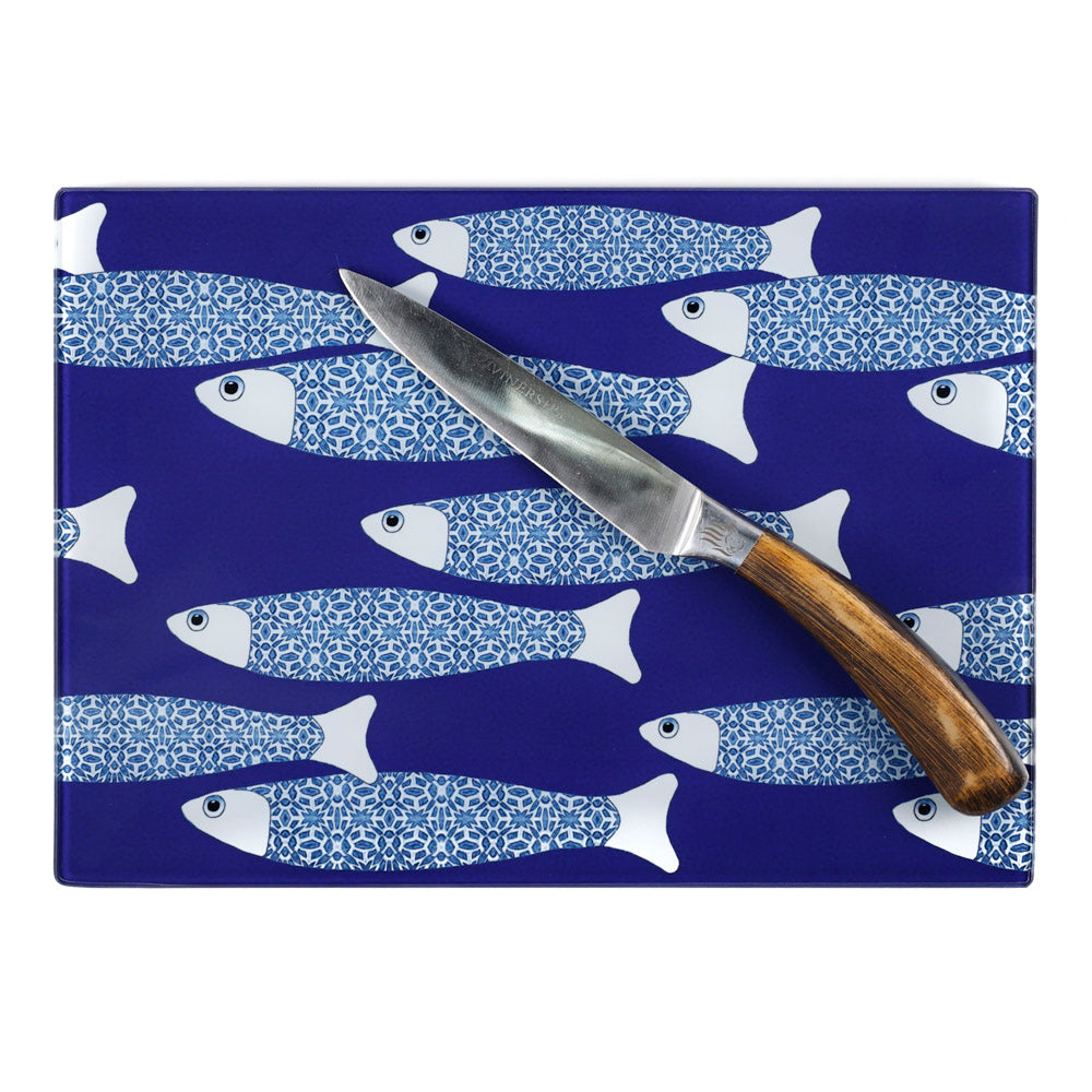 SALE - Navy Blue Ocean Shoal - Small rectangular Worktop Saver (smooth)