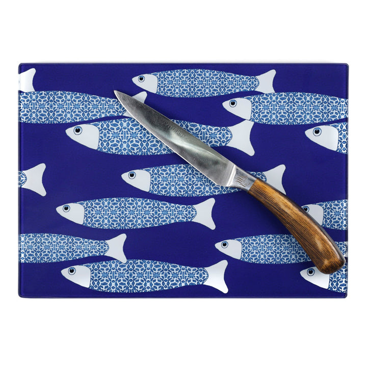 SALE - Navy Blue Ocean Shoal - Small rectangular Worktop Saver (smooth)