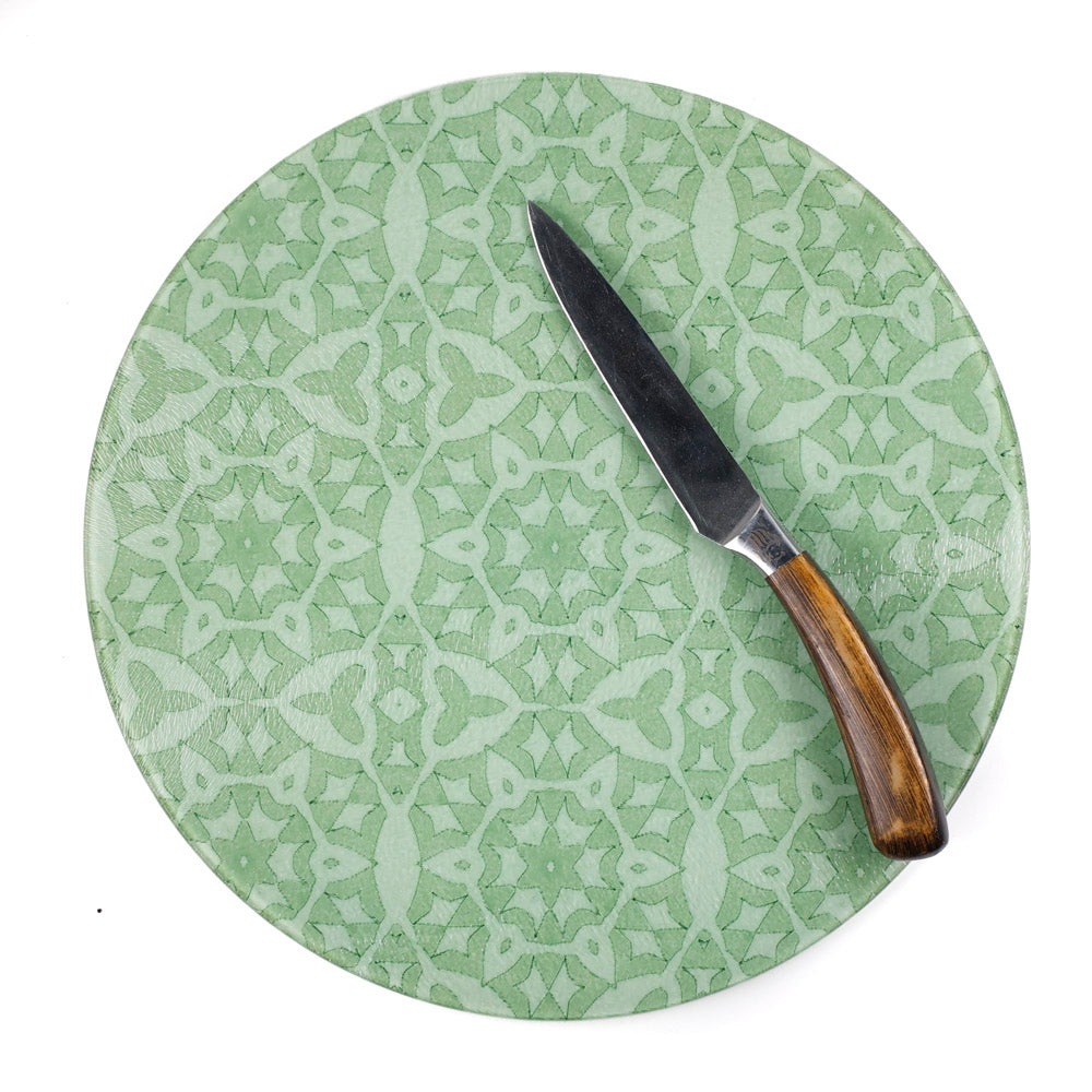 SALE - Green Stonework - Large Circular Chopping Board (30cm)