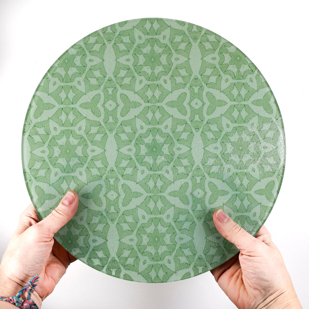 SALE - Green Stonework - Large Circular Chopping Board (30cm)